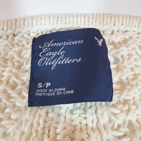 AEO Chunky Knit Scoop Neck Cream Sweater in Sz. S - Picture 3 of 4